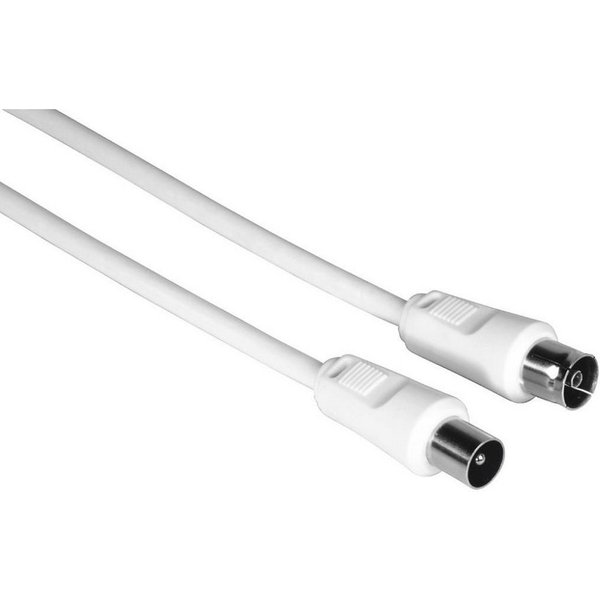 Hama Koaxialkabel 1,5m, IEC-Stecker, 75 dB, weiß – Antennen-Kabel für TV TV-Adapter