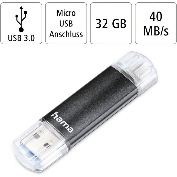 Hama Laeta Twin, USB 3.0 USB-Stick (USB 3.0, Lesegeschwindigkeit 40 MB/s)