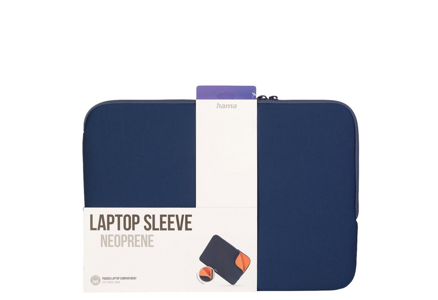 Hama Laptoptasche Notebook-Sleeve Neoprene 14,1" bis 15" Blau, Business Schutz-Hülle Laptop-Tasche Case für 15,6" 16" 16,2" Zoll – Bild 4 von 5