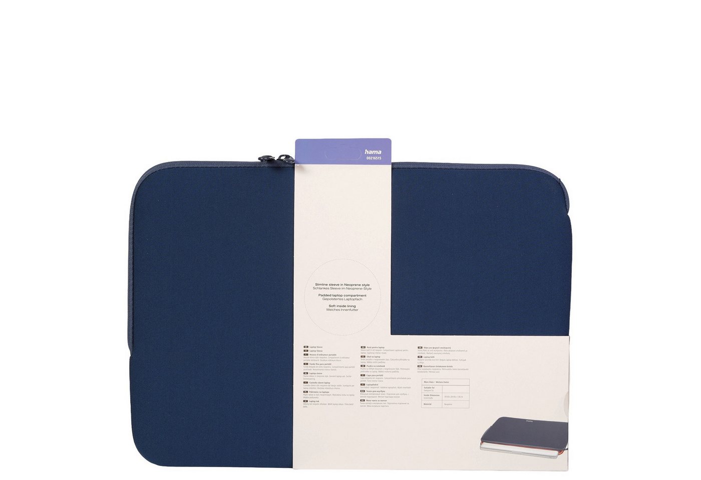 Hama Laptoptasche Notebook-Sleeve Neoprene 14,1" bis 15" Blau, Business Schutz-Hülle Laptop-Tasche Case für 15,6" 16" 16,2" Zoll – Bild 5 von 5