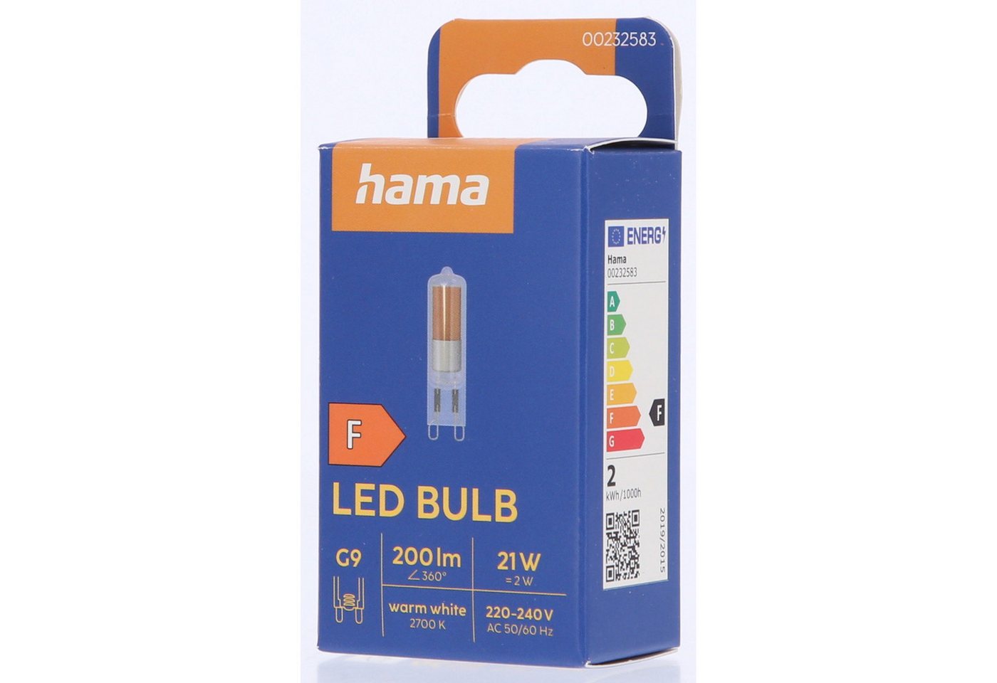 Hama LED-Leuchtmittel G9, 2W (20W), 20lm, Warmweiß, Stecksockel, Möbel-, G9, 1 St., Warmweiß – Bild 2 von 2
