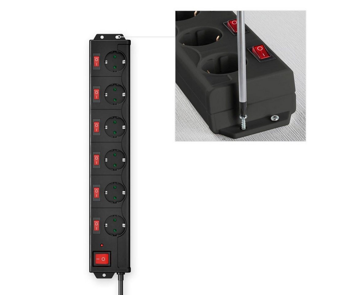 Hama Mehrfachsteckdose 6-fach Steckerleiste, mit Schalter Steckdosenleiste 6-fach (Schalterbeleuchtung, separate Ein- / Ausschalter, Schutzkontaktstecker, Kabel – Bild 2 von 5