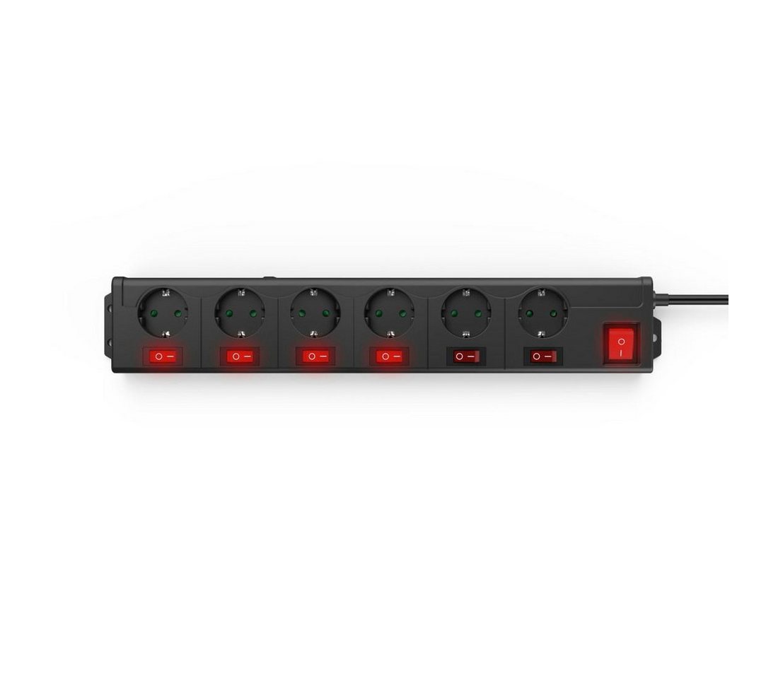 Hama Mehrfachsteckdose 6-fach Steckerleiste, mit Schalter Steckdosenleiste 6-fach (Schalterbeleuchtung, separate Ein- / Ausschalter, Schutzkontaktstecker, Kabel – Bild 3 von 5