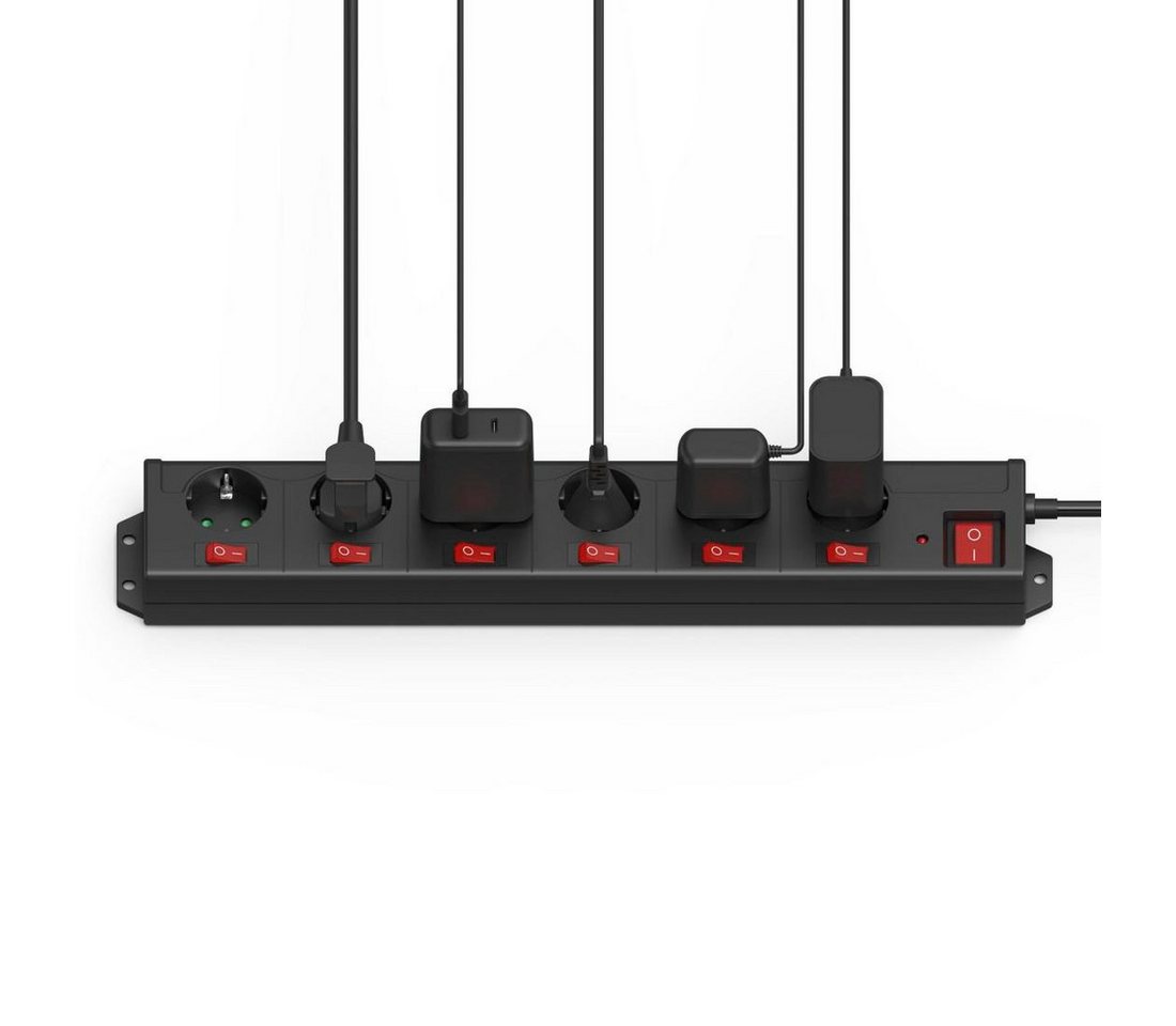 Hama Mehrfachsteckdose 6-fach Steckerleiste, mit Schalter Steckdosenleiste 6-fach (Schalterbeleuchtung, separate Ein- / Ausschalter, Schutzkontaktstecker, Kabel – Bild 4 von 5
