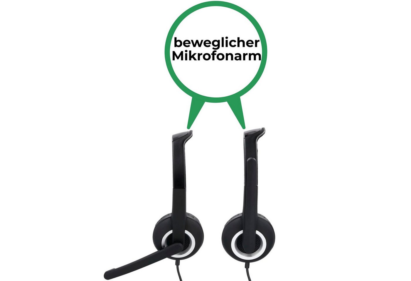 Hama Office Over-Ear Headset USB Stereo Schwarz PC-Headset (Mikrofon, PC Büro Kophörer Mikrofon Mikro Kopfbügel 2m Kabel Fernbedienung) – Bild 3 von 5