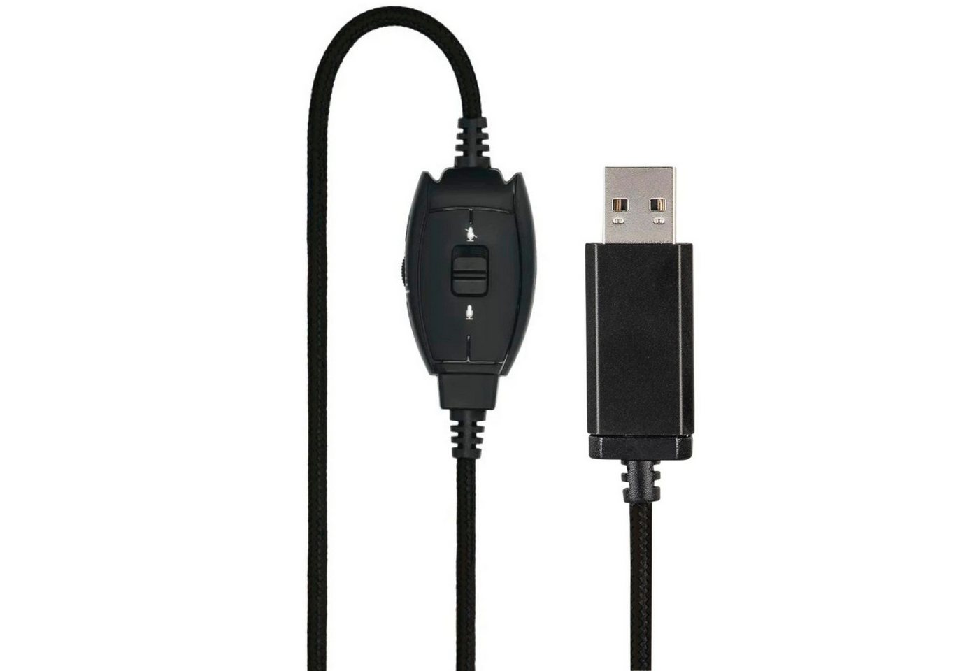 Hama Office Over-Ear Headset USB Stereo Schwarz PC-Headset (Mikrofon, PC Büro Kophörer Mikrofon Mikro Kopfbügel 2m Kabel Fernbedienung) – Bild 4 von 5