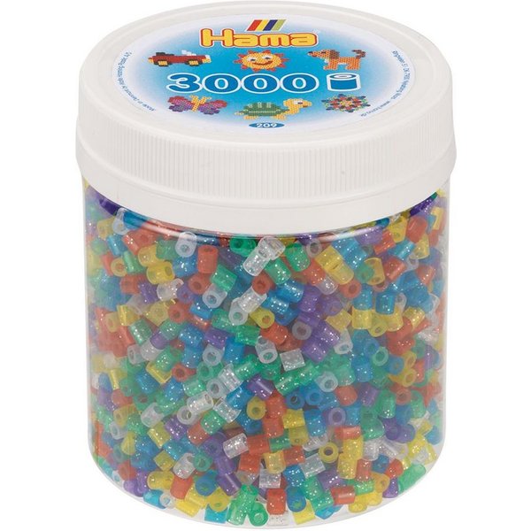 Hama Perlen Bügelperlen Hama Dose mit 3000 Midi-Bügelperlen Glitter Mix 54