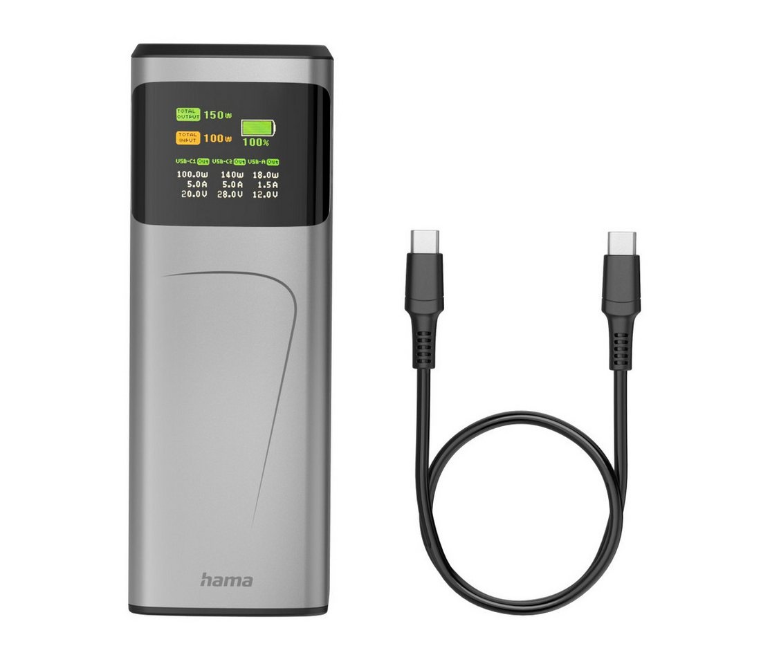 Hama Powerbank (150 W, 24000 mAh, 2x USB-C, 1x USB-A, Schnellladen) Powerbank – Bild 2 von 5