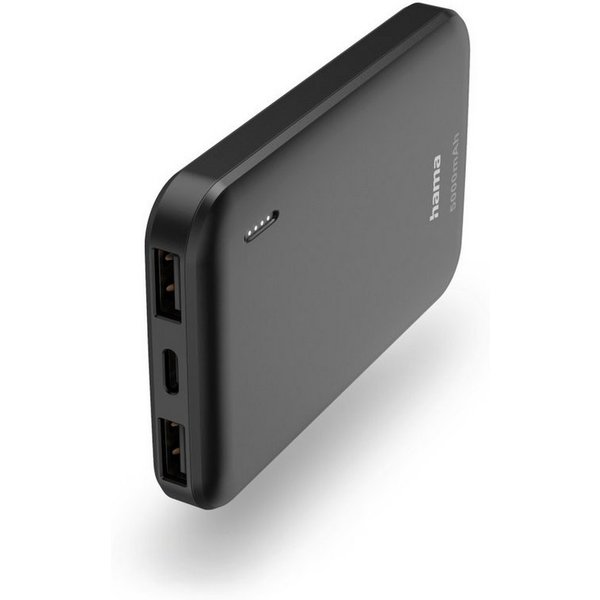 Hama Powerbank 5000mAh, 1x USB-C, 2x USB-A, Anthrazit, akkuschonend Laden Powerbank 5000 mAh