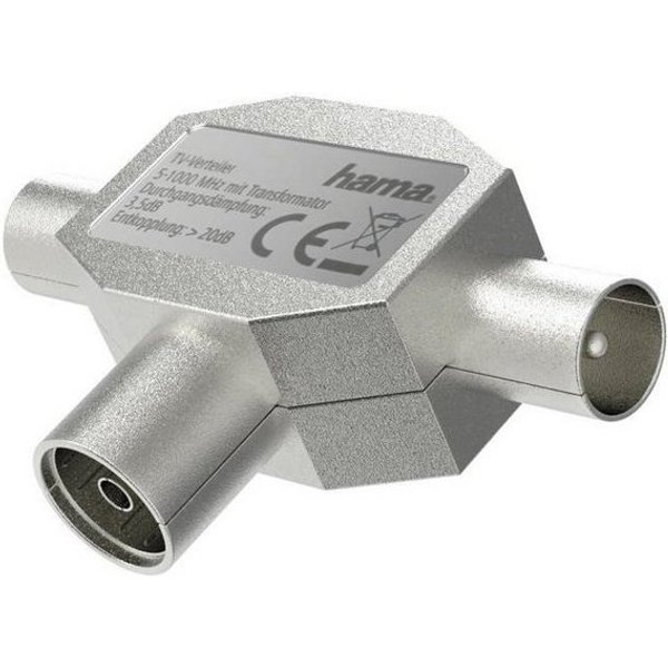 Hama SAT-Verteiler Antennen-Verteiler, Koax-Kupplung- 2 Koax-Stecker, Metall