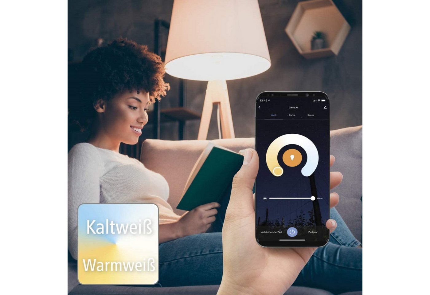 Hama Smarte LED-Leuchte WLAN LED-Lampe E14 5,5W 40W Kerze Dimmbar, Hohe Kompatibilität Smarte Lichtsteuerung, LED, Weiß, WiFi Smart Home Amazon Alexa Google Ass – Bild 4 von 5