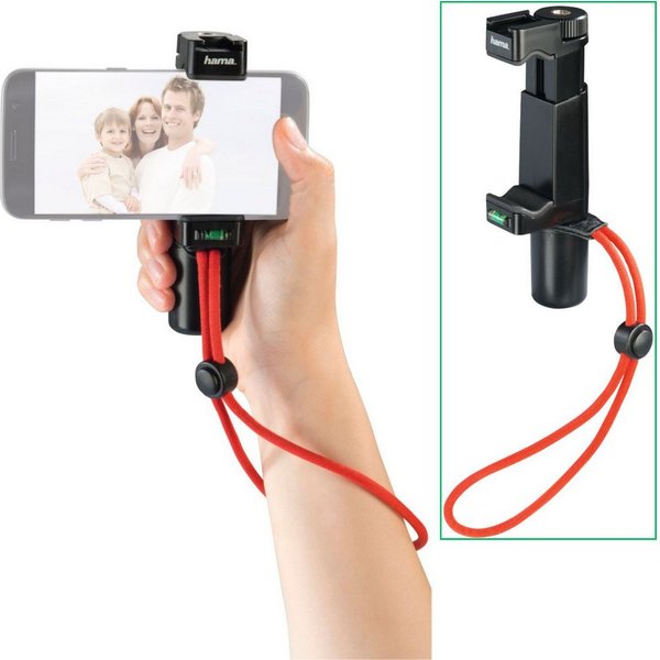 Hama Smartphone-Halterung Profi Handy Video-Halterung mit Griff, (Set, 1x Smartphone-Halterung mit Griff und Handschlaufe, Video-Halter Hand Stativ Mono-Pod Vlo
