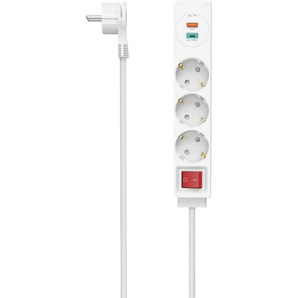 Hama Steckdosenleiste, 3-fach, USB-C/A 18W, PD/QC™, Flachst., 1,4 m Steckdosenleiste 5-fach (Ein- / Ausschalter, USB-Anschlüsse, Schutzkontaktkupplung, Schutzko