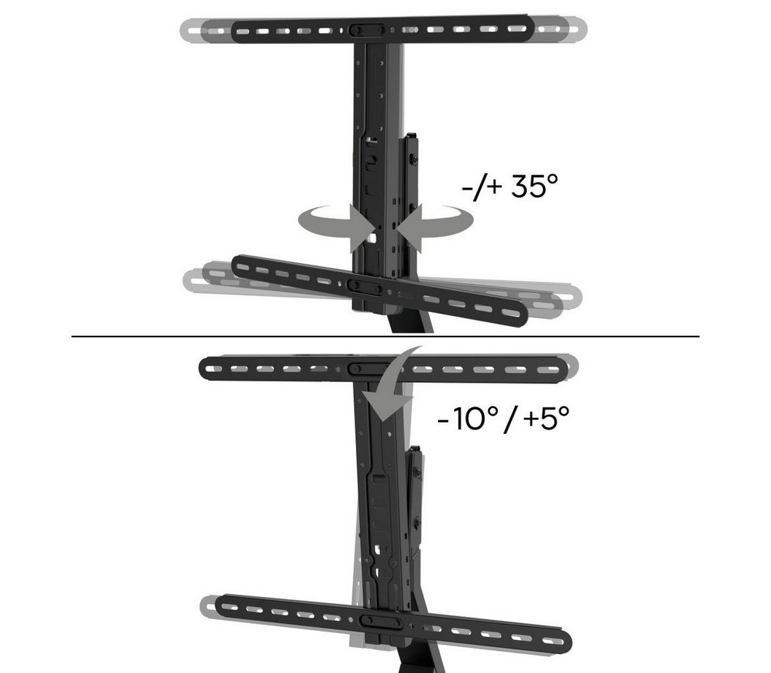 Hama TV-Standfuß TV Standfuß, schwenkbar, neigbar, höhenverstellbar, 165 cm, 65 Zoll, (bis 65 Zoll, TV Ständer, 40 Kg, Metall, Schwarz) – Bild 4 von 5