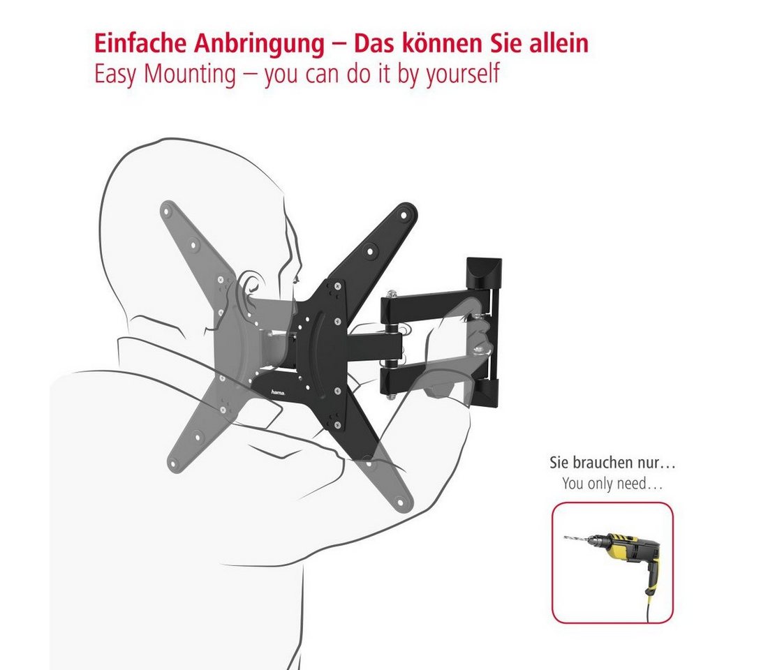 Hama TV-Wandhalterung schwenkbar, vollbeweglich, 81 - 165 cm (32"- 65), 43",50",55", (bis 65 Zoll) – Bild 2 von 5