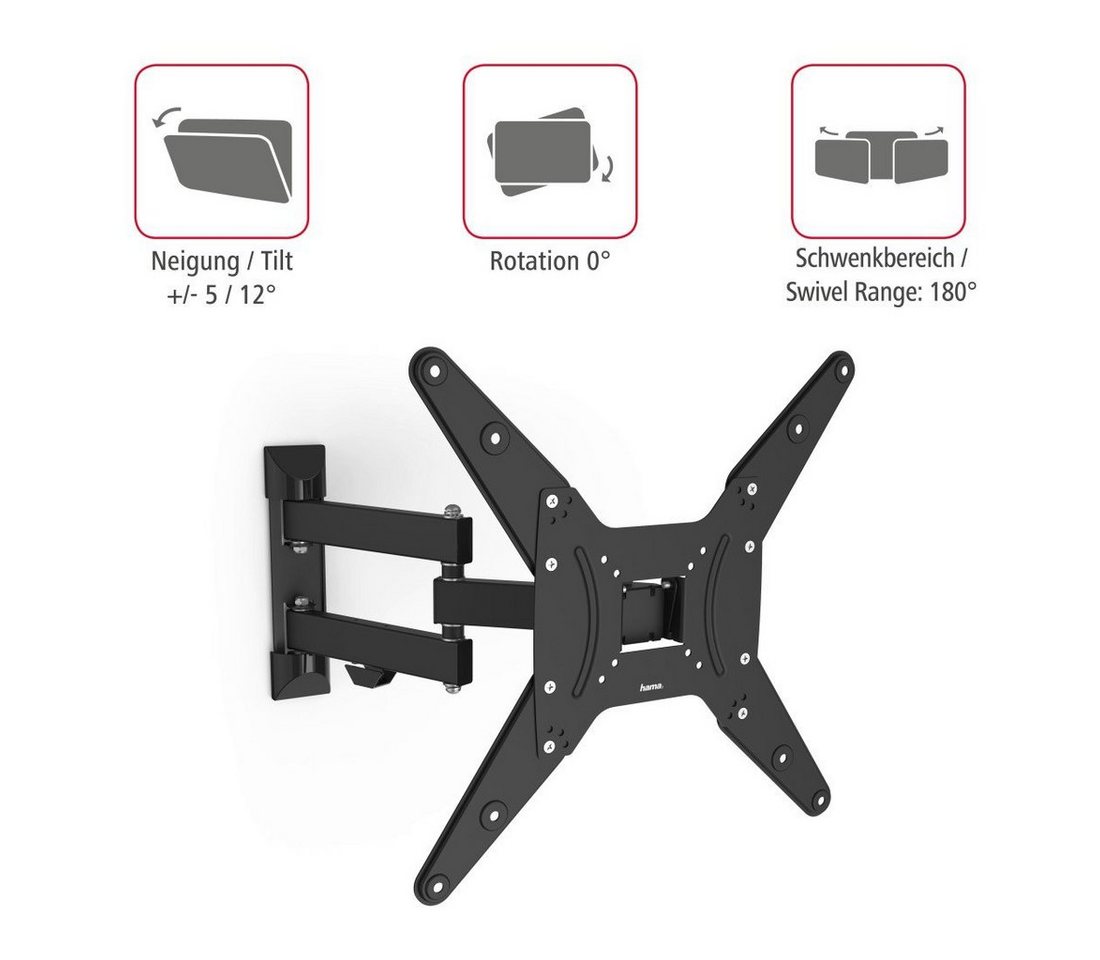Hama TV-Wandhalterung schwenkbar, vollbeweglich, 81 - 165 cm (32"- 65), 43",50",55", (bis 65 Zoll) – Bild 4 von 5