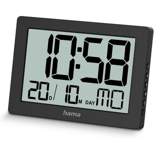 Hama Uhr Digitale Wanduhr "Ko Tao", Schwarz (Tischuhr)