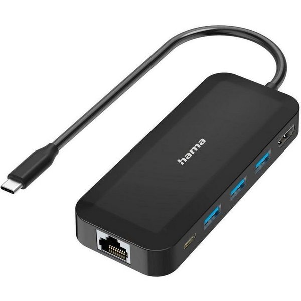 Hama USB-C-Hub, Multiport, 6 Ports, 3x USB-A, USB-C, HDMI™, LAN/Ethernet USB-Adapter USB-C zu RJ-45 (Ethernet), HDMI, 3x USB Typ A, USB Typ C, 15 cm