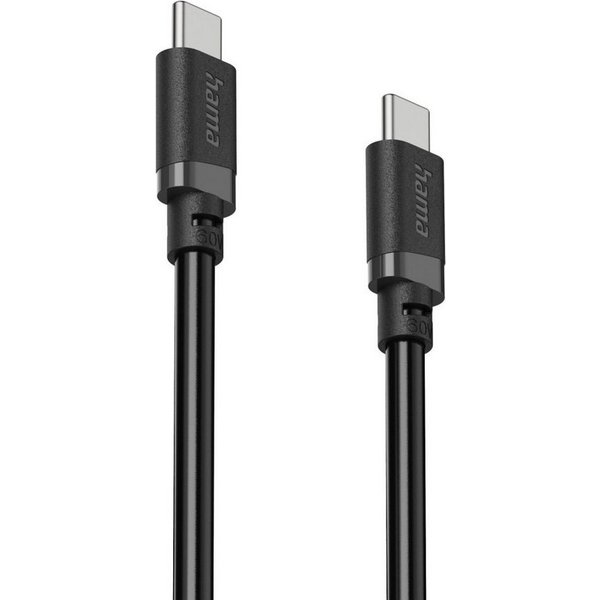 Hama USB-C Ladekabel 2 m schwarz USB-Kabel, USB-C, (200 cm), Schnellladen, 480 Mbit/s, 60 W Leistung, breite Kompatibilität
