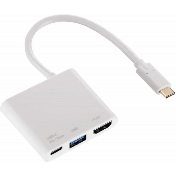 Hama USB-C USB-Hub 1:3 + HDMI auf USB Adapter USB-Kabel, SuperSpeed USB Type-C 3.1 HDMI-Ausgang Thunderbolt 3