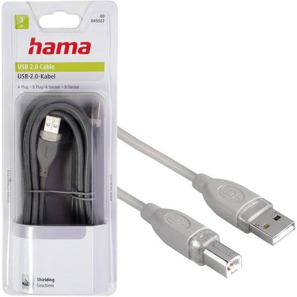 Hama USB-Kabel Anschlusskabel USB 2.0 3m USB-Kabel, USB Typ A,USB Typ A, Keine (300 cm), USB 2.0 PC Notebook Maus Tastatur Drucker Scanner Webcam Festplatte