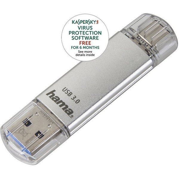 Hama Hama USB-Stick "C-Laeta", 32GB, 40MB/s, Silber - 2-in-1 USB 3.0 & USB USB-Stick