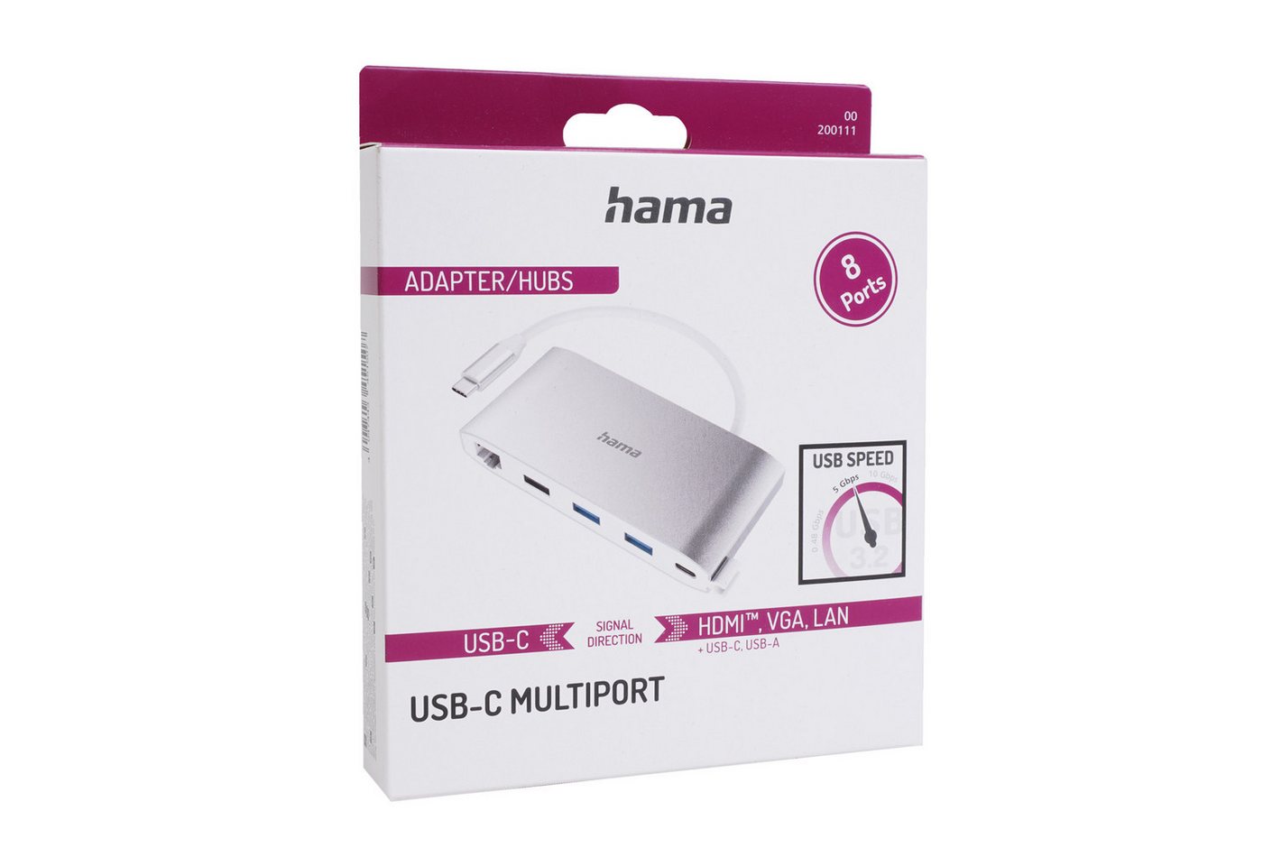 Hama USB-Verteiler USB-C 3.2 USB-Hub 8-Port USB-Adapter Multiport, USB 3.2 4K HDMI-Ausgang VGA USB-Verteiler – Bild 5 von 5