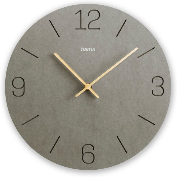 Hama Wanduhr Uhr "Kreta", Ø 30 cm, Grau (eingravierte Ziffern)