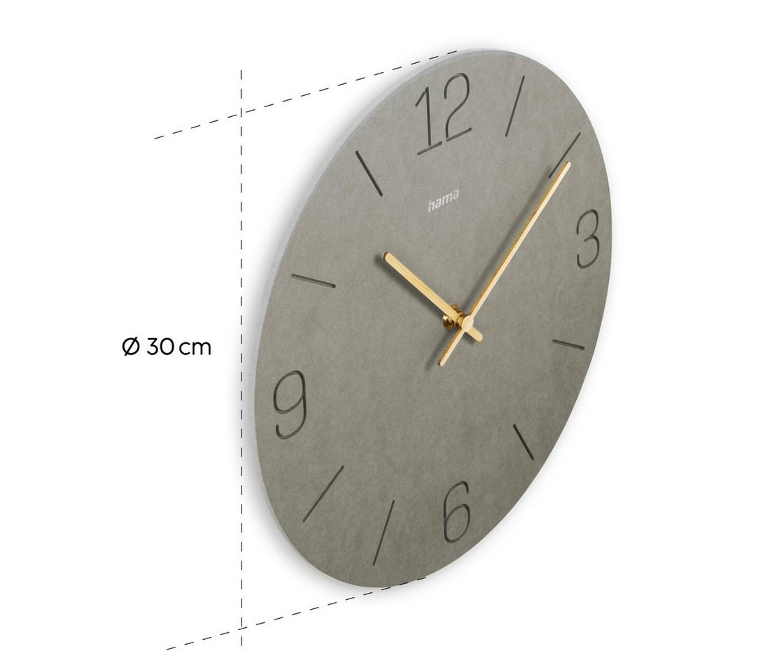 Hama Wanduhr Uhr "Kreta", Ø 30 cm, Grau (eingravierte Ziffern) – Bild 2 von 4