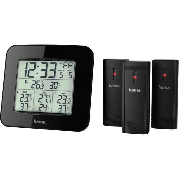 Hama Wetterstation "EWS-Trio", mit drei Sensoren, Schwarz Mit 3 Sensoren Wetterstation
