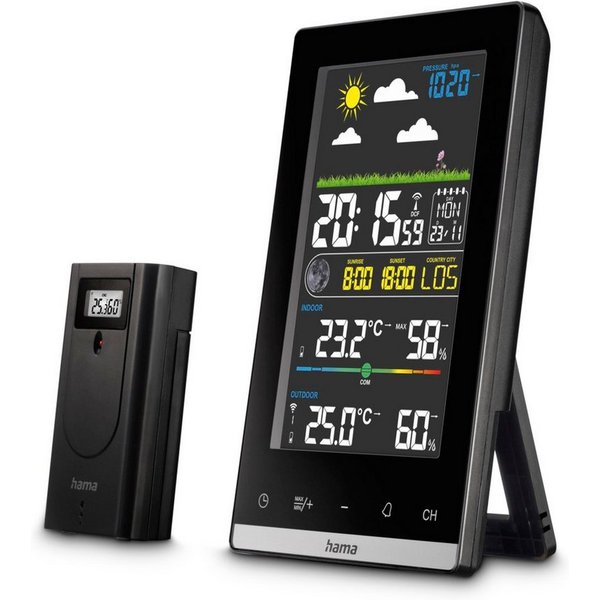 Hama Wetterstation Funk mit Außensensor (digital, Vorhersage) Wetterstation (innen und außen)