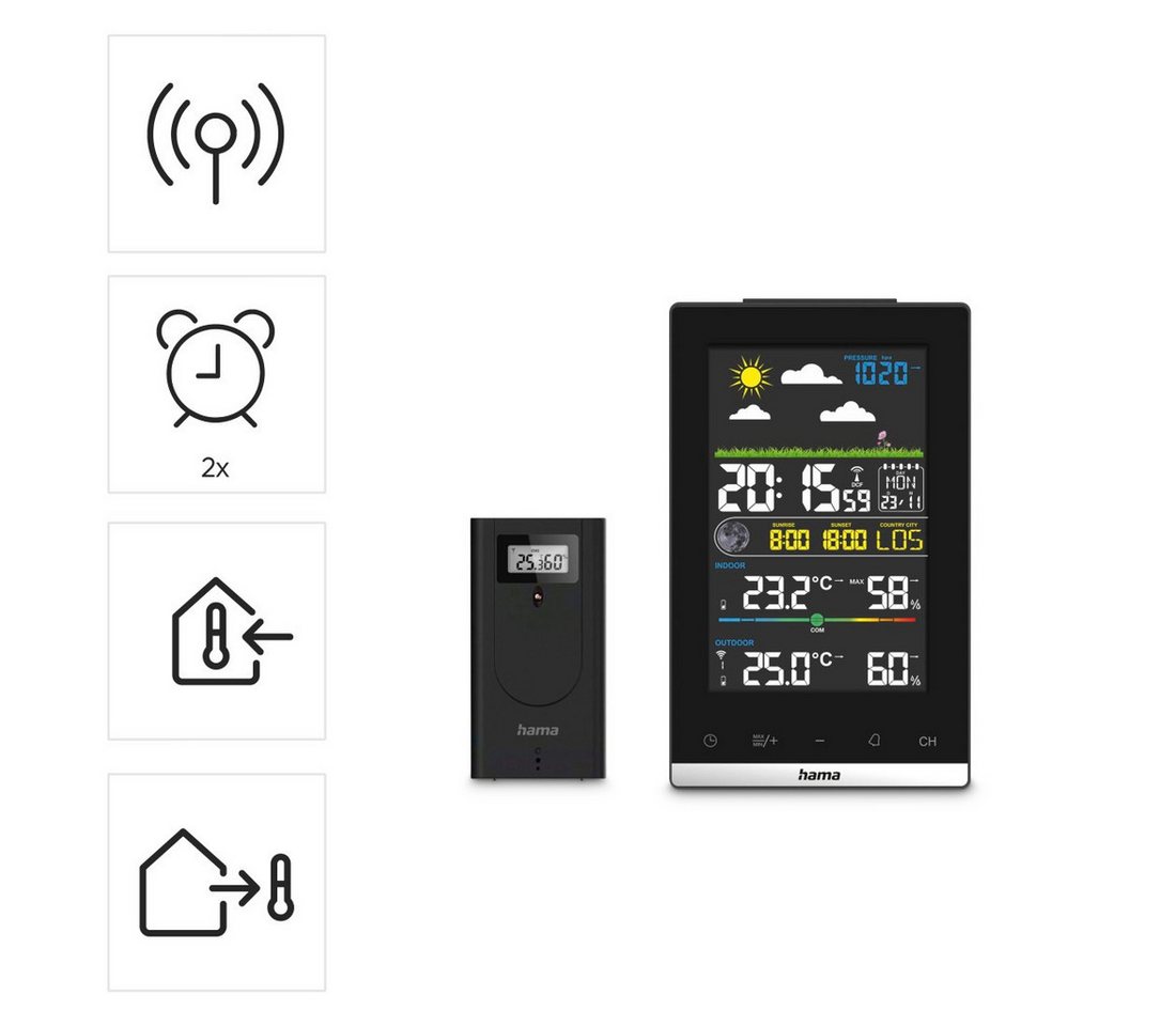 Hama Wetterstation Funk mit Außensensor (digital, Vorhersage) Wetterstation (innen und außen) – Bild 4 von 5
