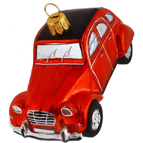 Hamburger Weihnachtskontor Christbaumschmuck Ente 2CV rot, Dekohänger - mundgeblasen - handdekoriert