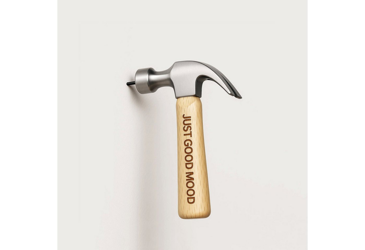JUSTGOODMOOD Hammer JUSTGOODMOOD Mini Hammer Stahlhammerkopf Echtholzgriff Kompakt Robust (1-St) – Bild 4 von 5