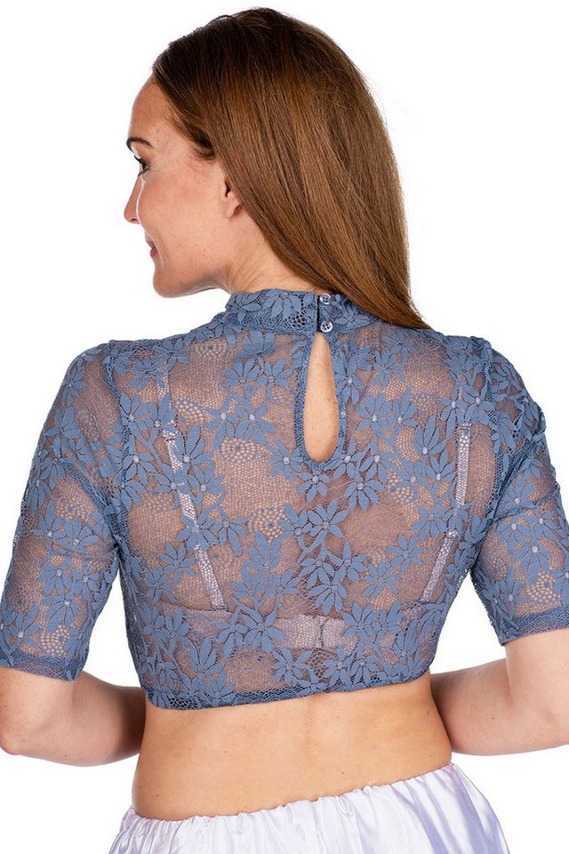 Hammerschmid Dirndlbluse Dirndlbluse - BABSI HA - rauchblau, weiß – Bild 2 von 4