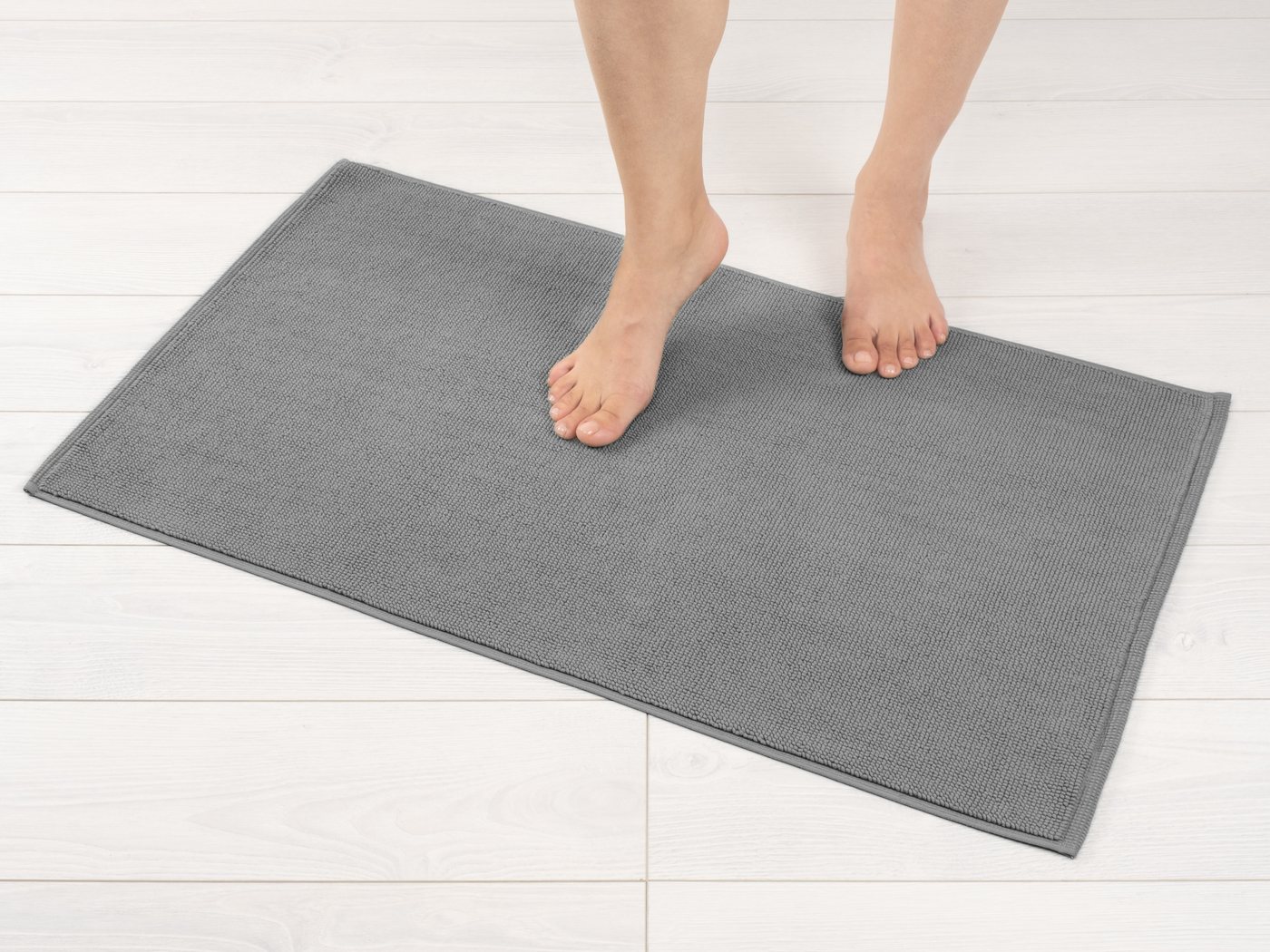 HAMMETEX Badematte rutschfeste Badvorleger, Hotelmatte, Höhe 7,5 mm, rutschhemmend beschichtet, strapazierfähig, Baumwolle, rechteckig, einfarbig, 100% Baumwoll – Bild 2 von 5