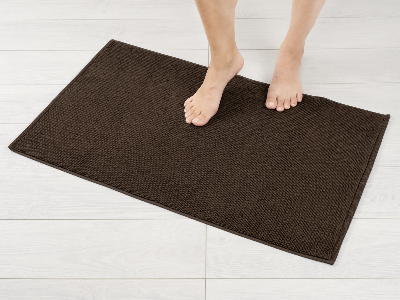 HAMMETEX Badematte rutschfeste Badvorleger, Hotelmatte, Höhe 7,5 mm, rutschhemmend beschichtet, strapazierfähig, Baumwolle, rechteckig, einfarbig, 100% Baumwoll – Bild 2 von 5