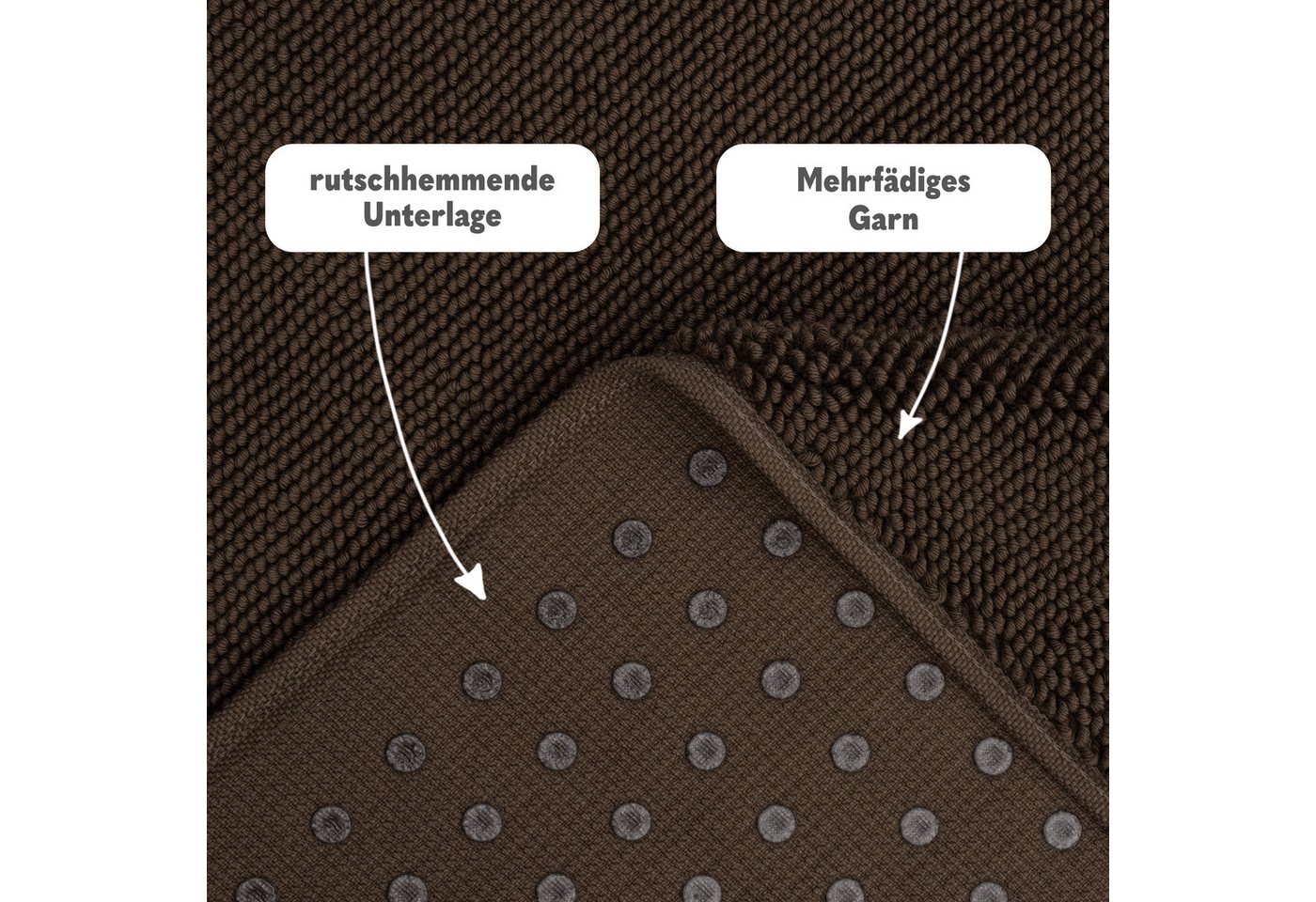 HAMMETEX Badematte rutschfeste Badvorleger, Hotelmatte, Höhe 7,5 mm, rutschhemmend beschichtet, strapazierfähig, Baumwolle, rechteckig, einfarbig, 100% Baumwoll – Bild 5 von 5