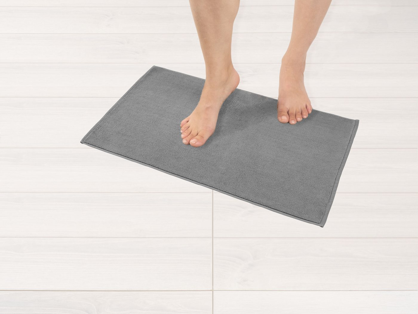 HAMMETEX Badematte rutschfeste Badvorleger, Hotelmatte, Höhe 7,5 mm, rutschhemmend beschichtet, strapazierfähig, Baumwolle, rechteckig, einfarbig, 100% Baumwoll – Bild 2 von 5