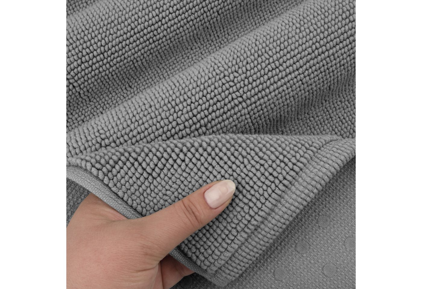 HAMMETEX Badematte rutschfeste Badvorleger, Hotelmatte, Höhe 7,5 mm, rutschhemmend beschichtet, strapazierfähig, Baumwolle, rechteckig, einfarbig, 100% Baumwoll – Bild 4 von 5