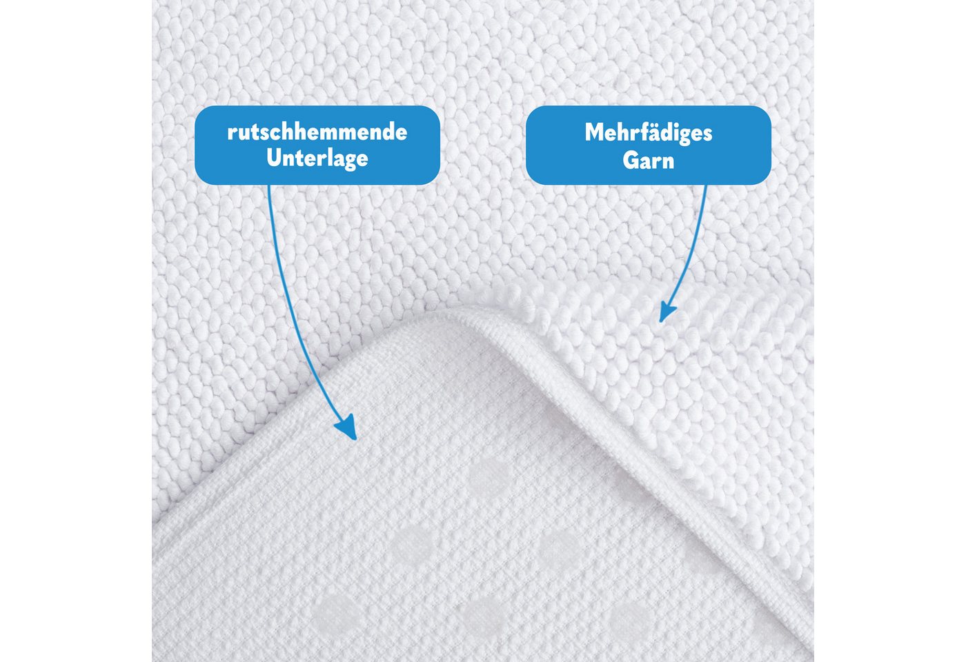 HAMMETEX Badematte rutschfeste Badvorleger, Hotelmatte, Höhe 7,5 mm, rutschhemmend beschichtet, strapazierfähig, Baumwolle, rechteckig, einfarbig, 100% Baumwoll – Bild 5 von 5