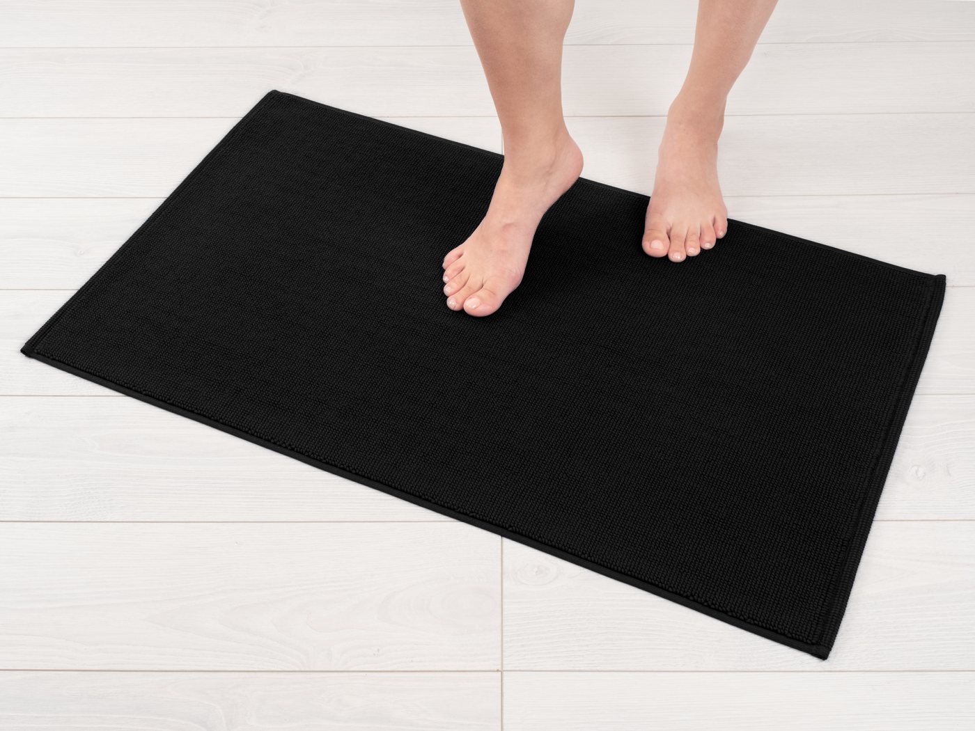 HAMMETEX Badematte rutschfeste Badvorleger, Hotelmatte, Höhe 7,5 mm, rutschhemmend beschichtet, strapazierfähig, Baumwolle, rechteckig, einfarbig, 100% Baumwoll – Bild 2 von 5