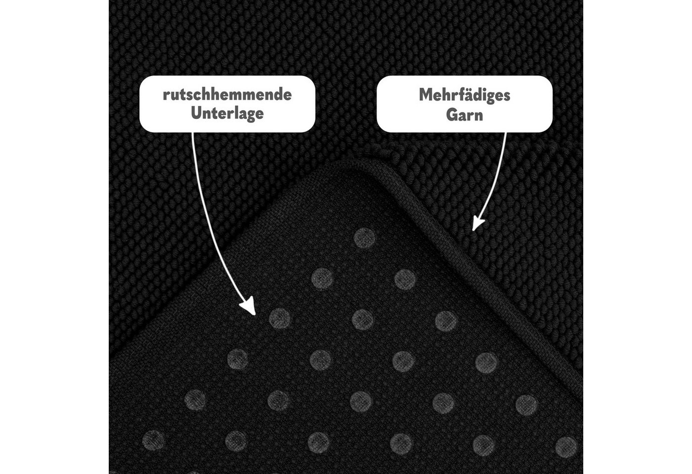 HAMMETEX Badematte rutschfeste Badvorleger, Hotelmatte, Höhe 7,5 mm, rutschhemmend beschichtet, strapazierfähig, Baumwolle, rechteckig, einfarbig, 100% Baumwoll – Bild 5 von 5