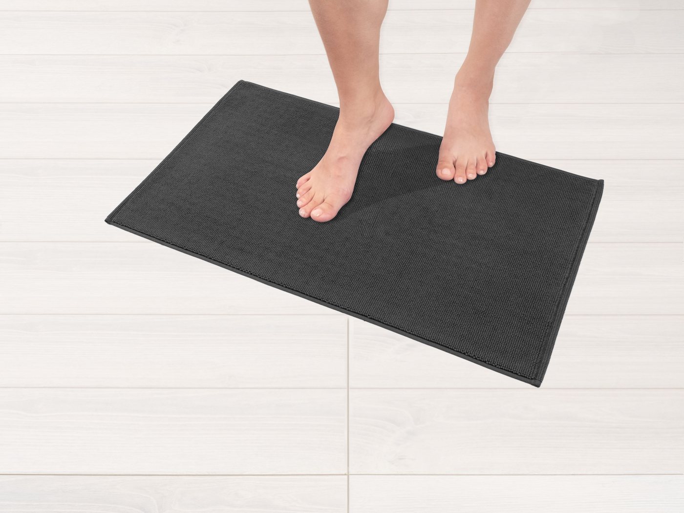 HAMMETEX Badematte rutschfeste Badvorleger, Hotelmatte, Höhe 7,5 mm, rutschhemmend beschichtet, strapazierfähig, Baumwolle, rechteckig, einfarbig, 100% Baumwoll – Bild 2 von 5