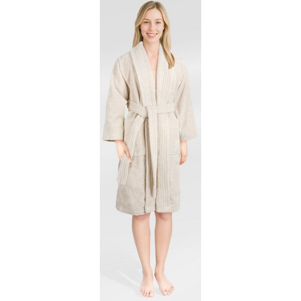 HAMMETEX Damenbademantel Ren, 100% Baumwolle, Langform, Baumwolle, Schalkragen, Gürtel, 380 g/m² Frottee Bademantel mit Taschen – Saugfähig & Weich
