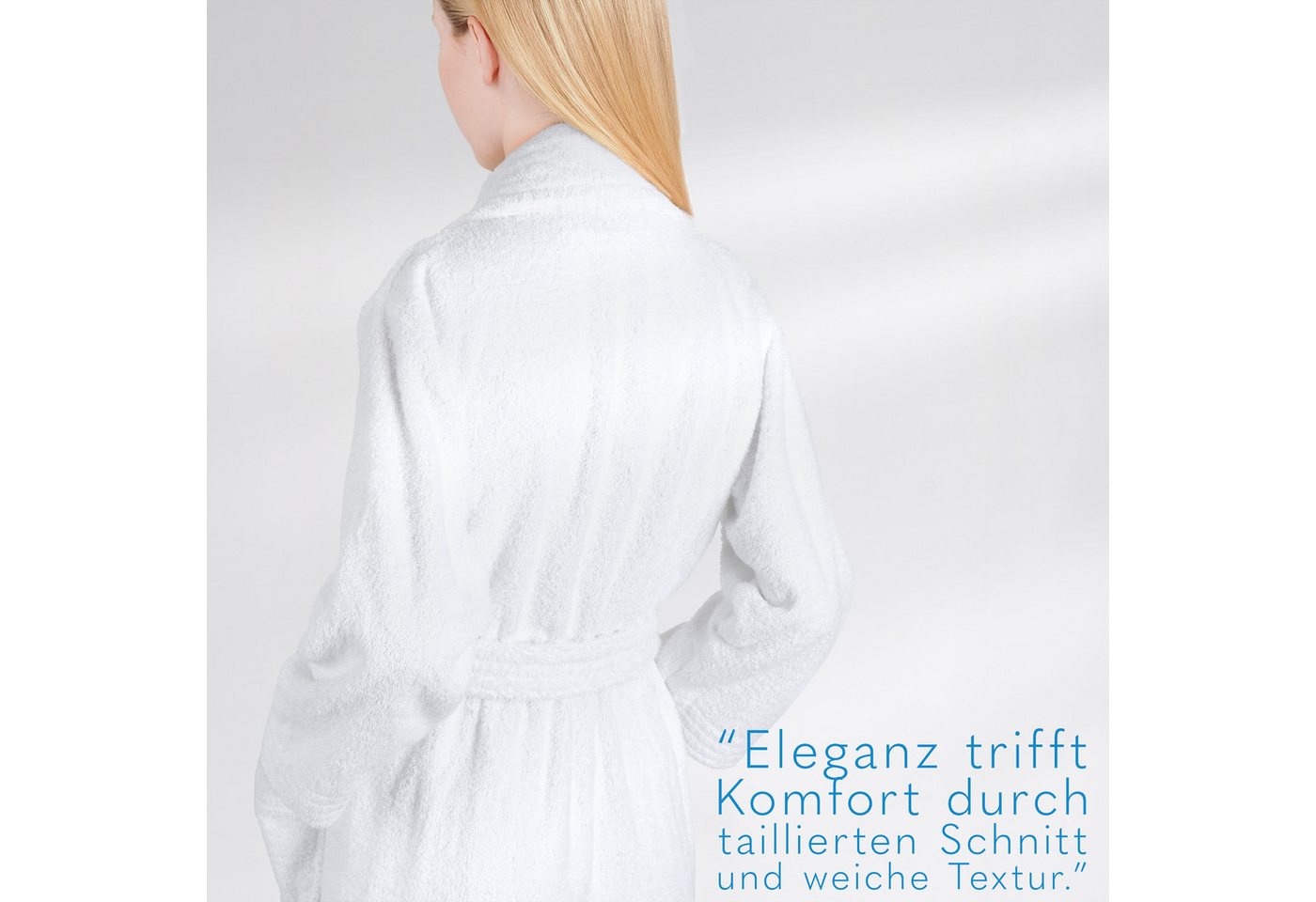 HAMMETEX Damenbademantel Ren, 100% Baumwolle, Langform, Baumwolle, Schalkragen, Gürtel, 380 g/m² Frottee Bademantel mit Taschen – Saugfähig & Weich – Bild 3 von 5