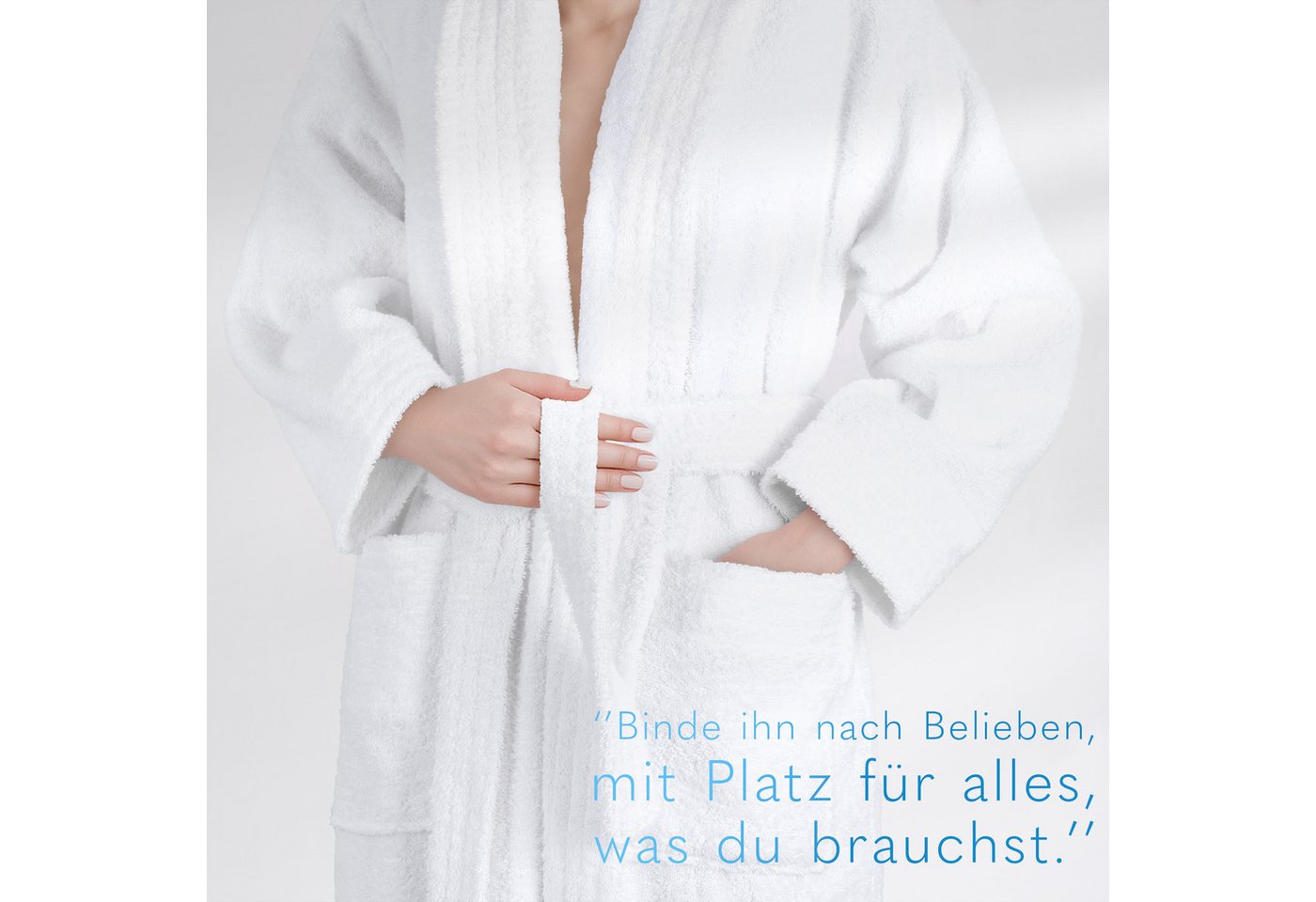 HAMMETEX Damenbademantel Ren, 100% Baumwolle, Langform, Baumwolle, Schalkragen, Gürtel, 380 g/m² Frottee Bademantel mit Taschen – Saugfähig & Weich – Bild 4 von 5