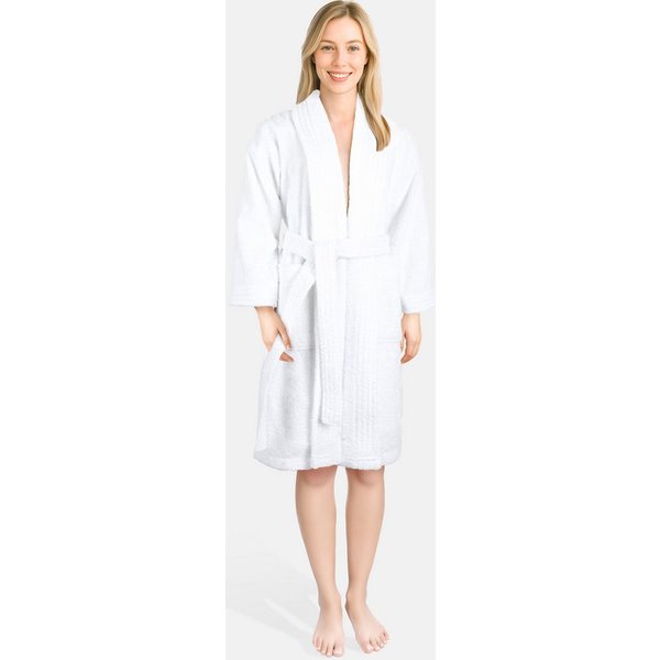 HAMMETEX Damenbademantel Ren, 100% Baumwolle, Langform, Baumwolle, Schalkragen, Gürtel, 380 g/m² Frottee Bademantel mit Taschen – Saugfähig & Weich