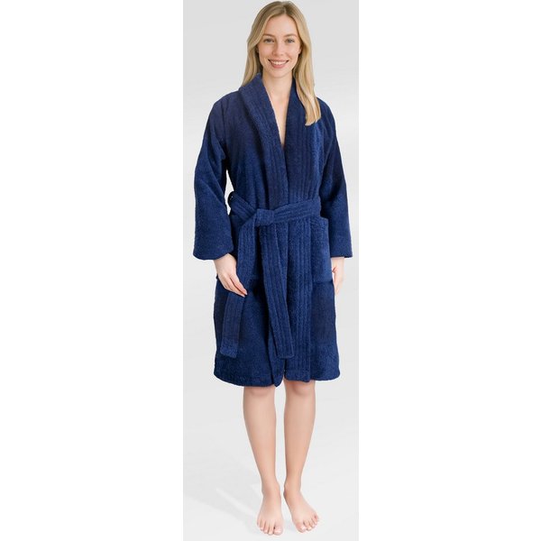 HAMMETEX Damenbademantel Ren, 100% Baumwolle, Langform, Baumwolle, Schalkragen, Gürtel, 380 g/m² Frottee Bademantel mit Taschen – Saugfähig & Weich