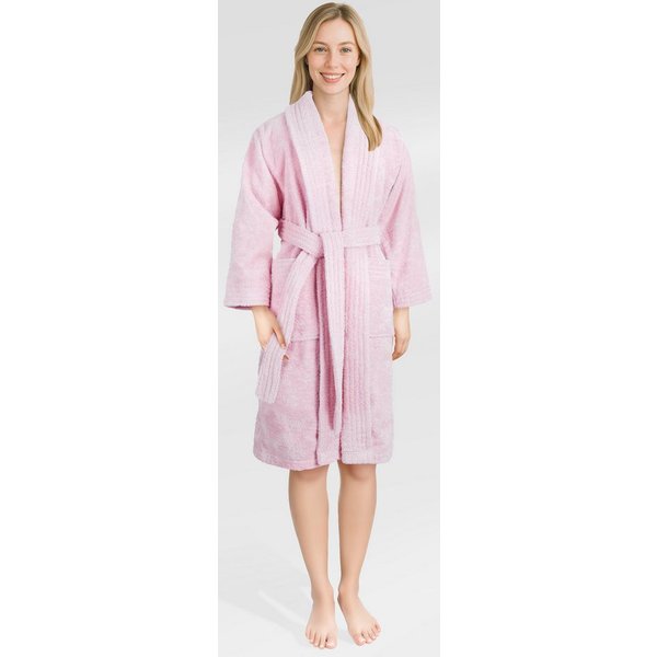 HAMMETEX Damenbademantel Ren, 100% Baumwolle, Langform, Baumwolle, Schalkragen, Gürtel, 380 g/m² Frottee Bademantel mit Taschen – Saugfähig & Weich